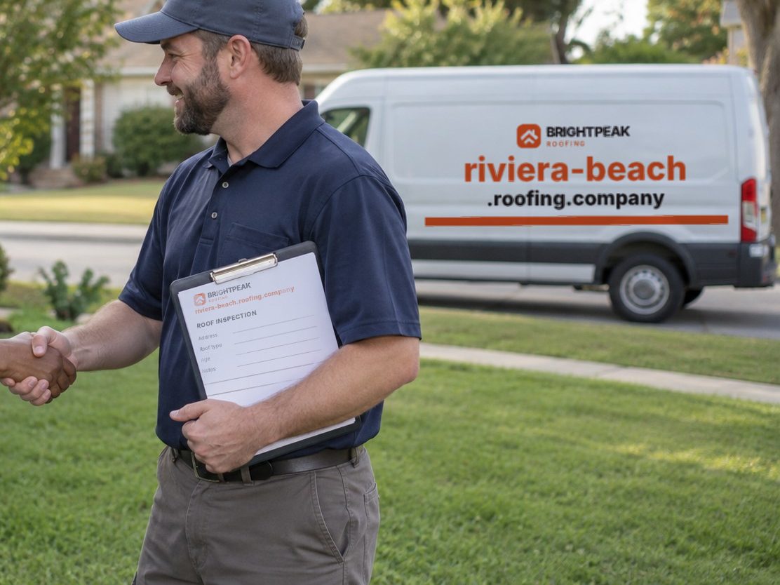 riviera-beach.roofing.company on a roofing van and an inspection form